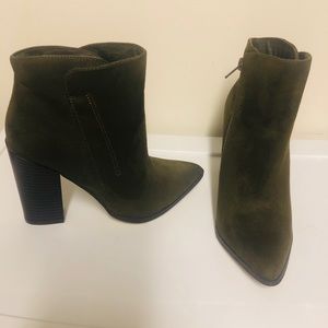 Olive green booties size 6 1/2